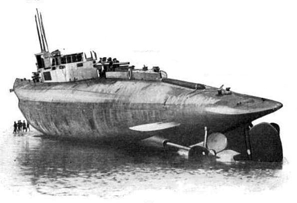 Submarine K4 when she went aground on an earlier occasion,  in January 1917.
