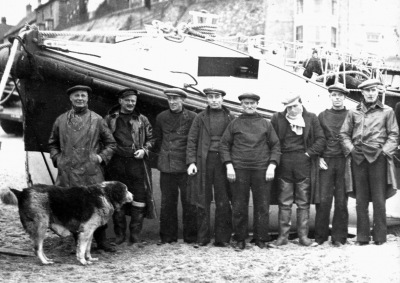 'Pimpo' is third from the right, in his waders, in this photograph taken by Philip Vicary the day after the famous 'Sepoy' rescue.